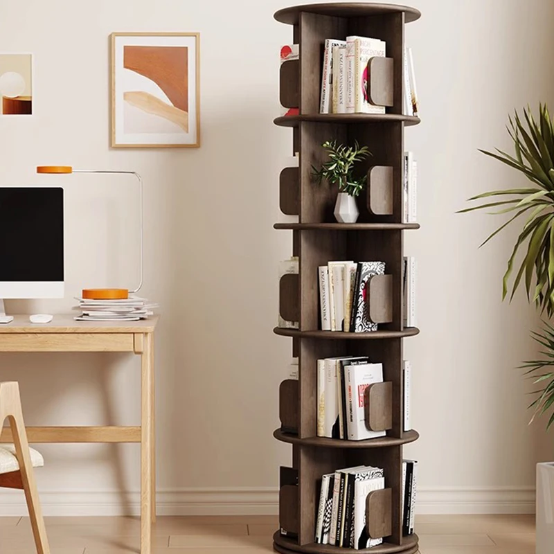 Wooden Unique Book Shelf Organzier Indoor Design Rotating Storage Corner Shelves Mobile Estante Para Livros Modern Furniture