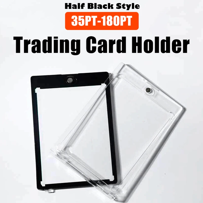 

25Pcs Pack 35PT-130PT Half Black Color Trading Card Magnetic Holders, UV Protect Case For Sports Game Cards