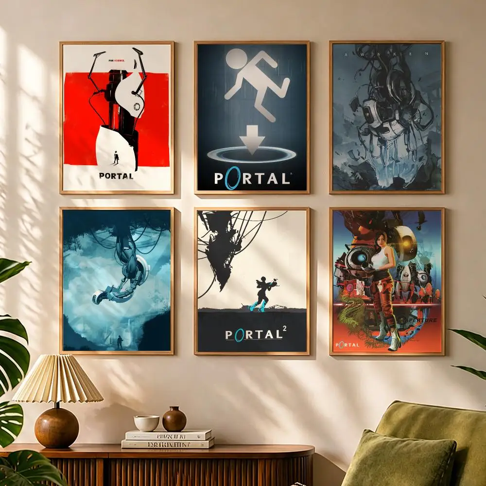 Game P-Portal 2 Painting Calligraphy Canvas HD Poster Waterproof Fade Resistant Wall Art Print for Home Decor
