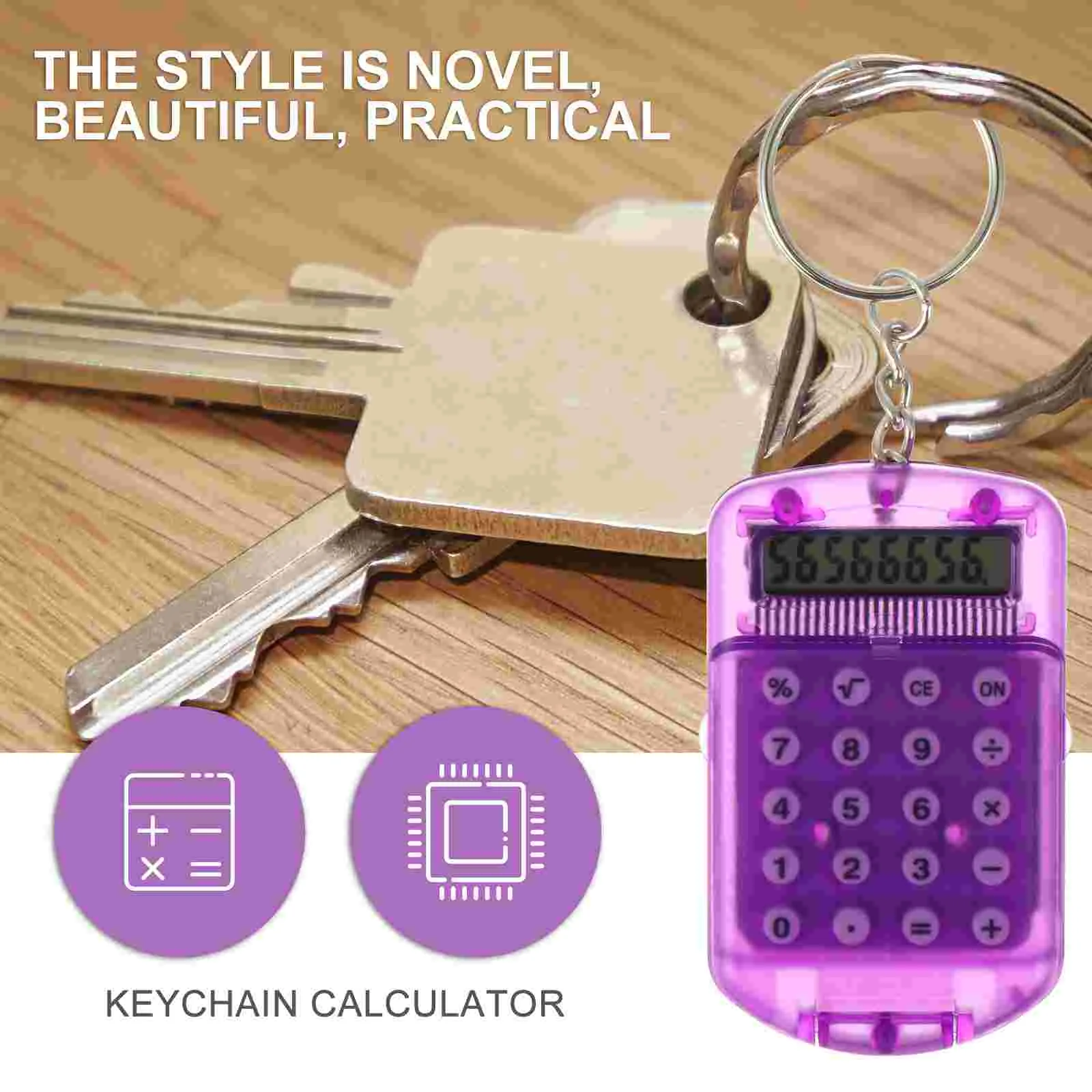 3 Pcs Keyrings Keychain Calculator Pocket Mini Students Small Electronic Orange