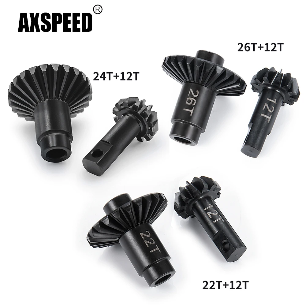 AXSPEED Steel Front Rear Diff Axle Gear 22T&12T 12T&24T 26T&12T for TRX-4M Bronco Defender 1/18 RC Crawler Car Upgrade Parts