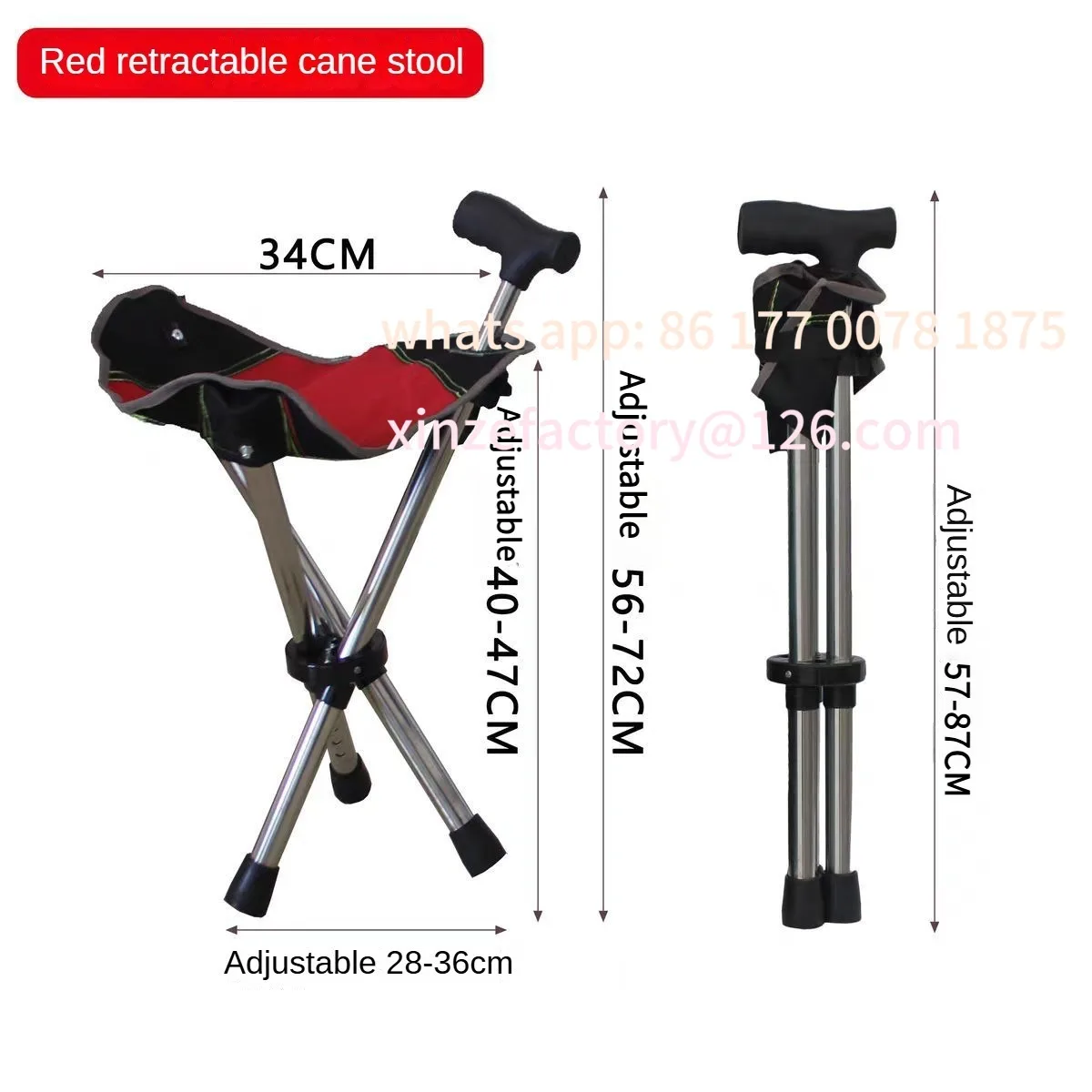 

Customizable Outdoor Folding Cane with Chair Multifunctional Non-slip Cane Telescopic Chair for The Elderly Mountaineering