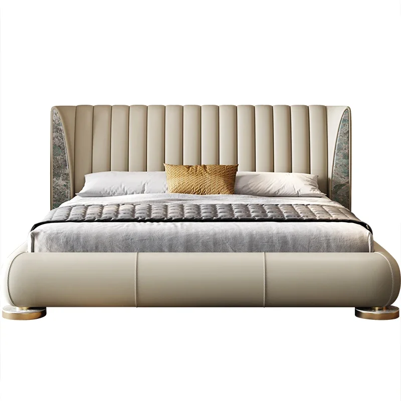 Storage Light Luxury Leather Bed Modern Elderly Simple Wedding Bedroom Double Bed Trendy Unique Trendy Muebles Trendy Furniture