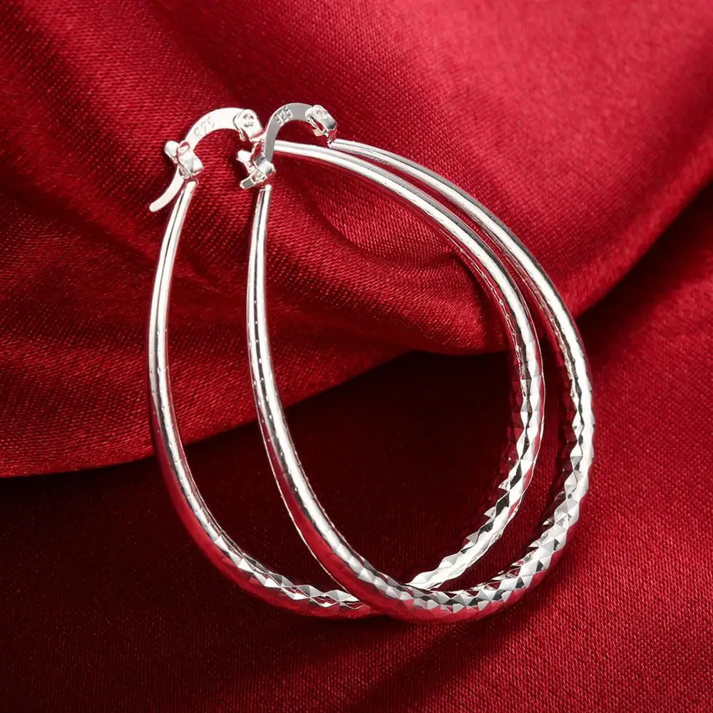 

Fine fashion 925 Sterling Silver 4CM Big circle hoop Earrings for Women high quality party wedding Jewelry Christmas gifts