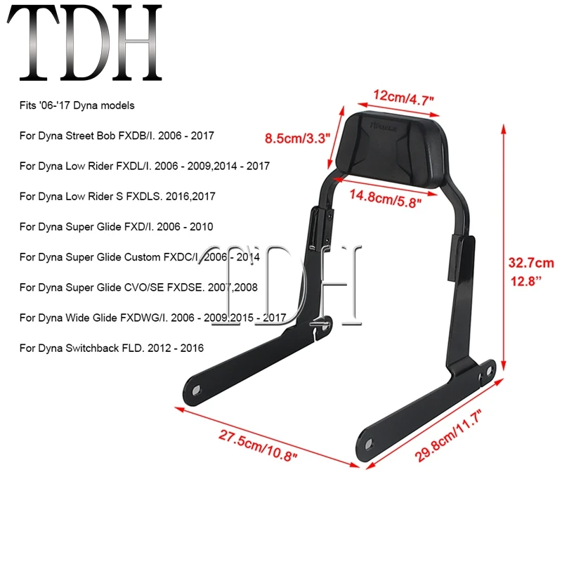 Motorcycle Detachable Backrest Sissy Bar For Harley Dyna Switchback FLD 12-16 Wide Glide FXDWG/I Street Bob FXDBI FXDLI 2006-17 view 6
