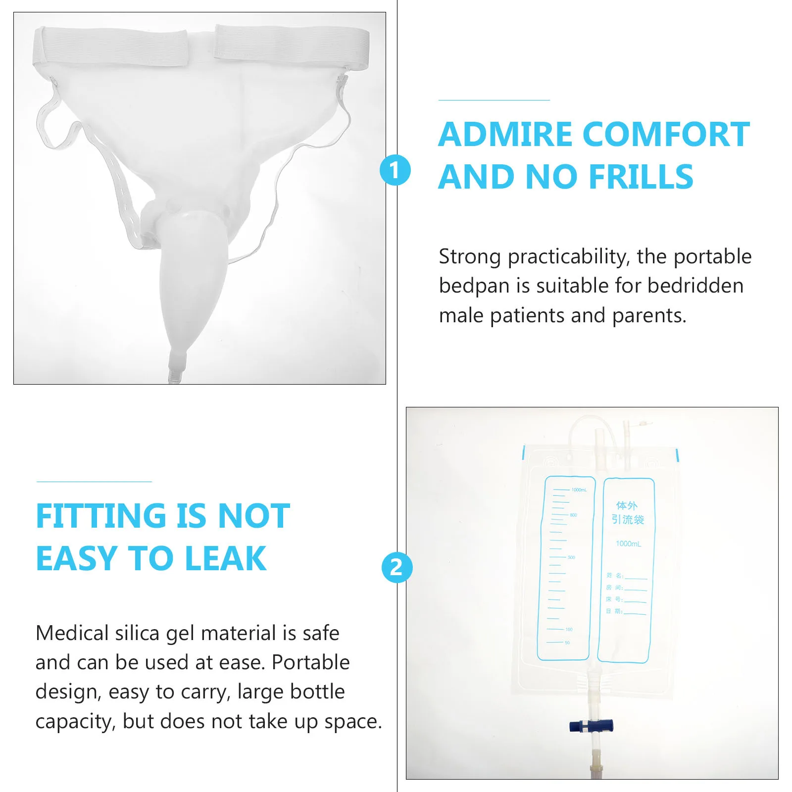 

1Set Portable Urinal Bottle Thickened Material Large Capacity Male Urinal for Hospital Travel Camping Urine Barrel