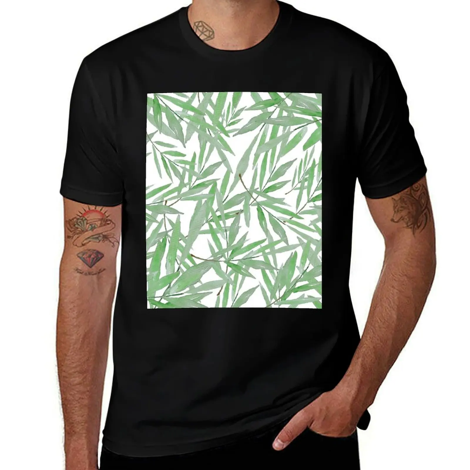 

green leave pattern T-Shirt t shirt for man man t shirts graphic essential t shirt T-Shirt