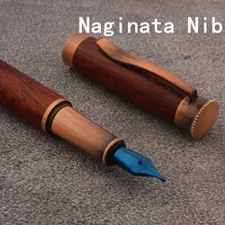 Naginata Nib Fountain Pen, Marca De Bronze, Vermelho, Madeira, Escola, Estudante, Escritório, Presentes, Papelaria Canetas de tinta, 1Pc