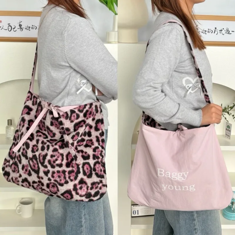 

YIFAN Fashionable Autumn Winter Leopard Print Commuter Single Shoulder Tote Bag Casual Bag for Women Medium Size
