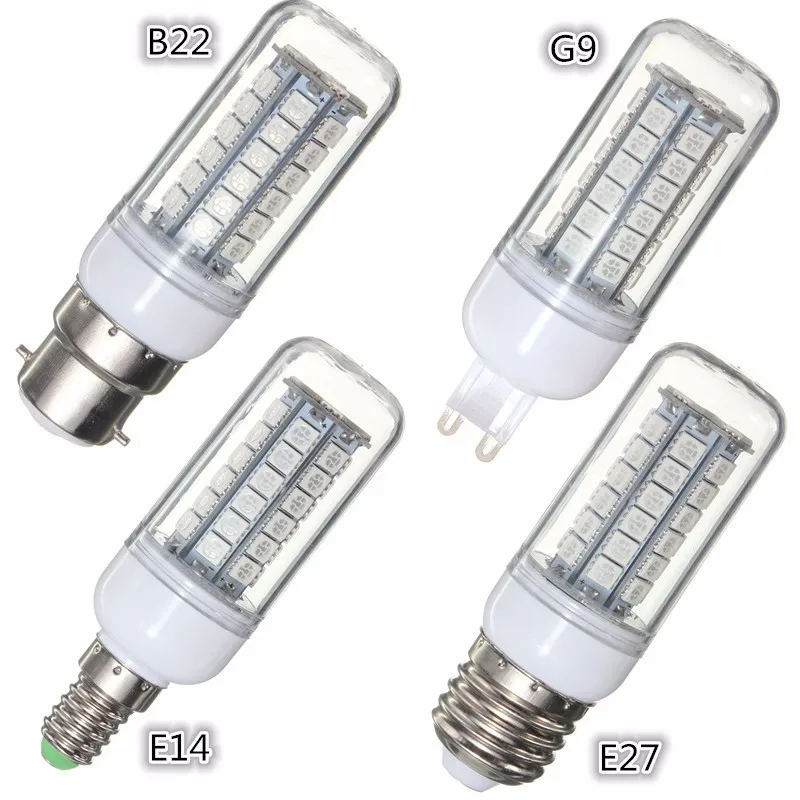 48LEDs 5050SMD LED Light Bulb E27 E14 G9 B22 AC110 3.5W Energy Saving Lamp Bulbs Decor Lighting 300Lumen Red Green Blue