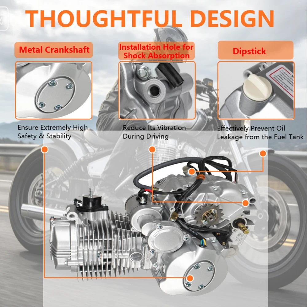 250CC 4-Stroke Single-Cylinder Vertical Motorcycle Engine Air-Cooled 5-Speed Manual Transmission with CDI Ignition for ATV