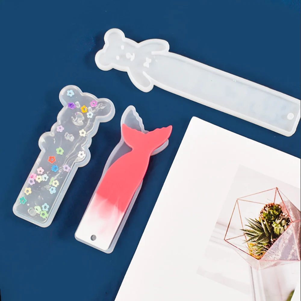 Silicone world Rectangle Silicone Bookmark Mold DIY Cute Animals Bookmark Mould Making Epoxy Resin Jewelry Craft Silicone Mold - Image 5