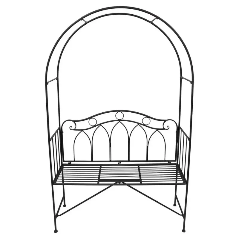 Outdoor Iron Double Chair with Vine Climbing Frame, Set