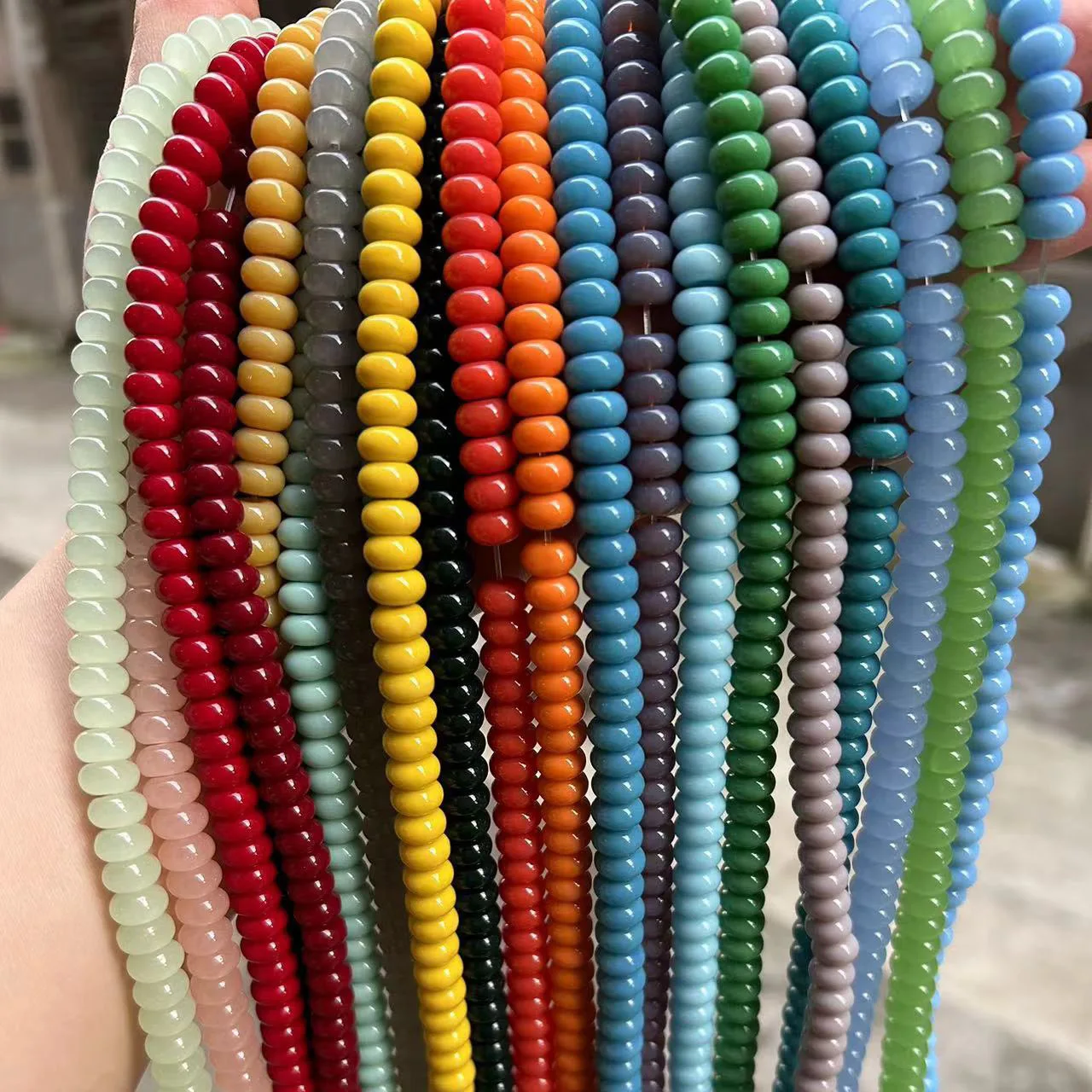 Wholesale Glass 5x8mm Wheel Bead Calculation Disc Beads Loose Beads Solid Color Spacer Spacer Gasket DIY Perforated Accessories