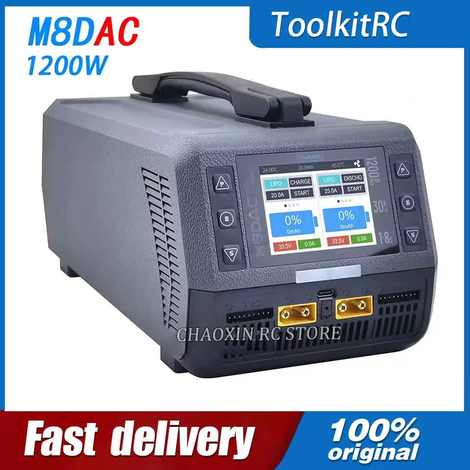

ToolkitRC M8DAC intelligent charger 2-channel 1-8S IPS display AC 1200W 50A 30A model car 1/5 1/6 1/7 fast charging