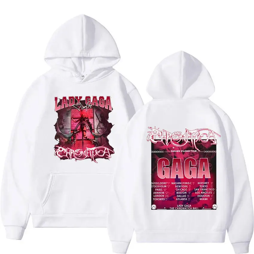 Lady Gaga The Chromatica Ball Tour 2024 Hoodie Men Women Vintage Long Sleeve Fashion Sweatshirt Hip Hop Clothing Pullover Hooded