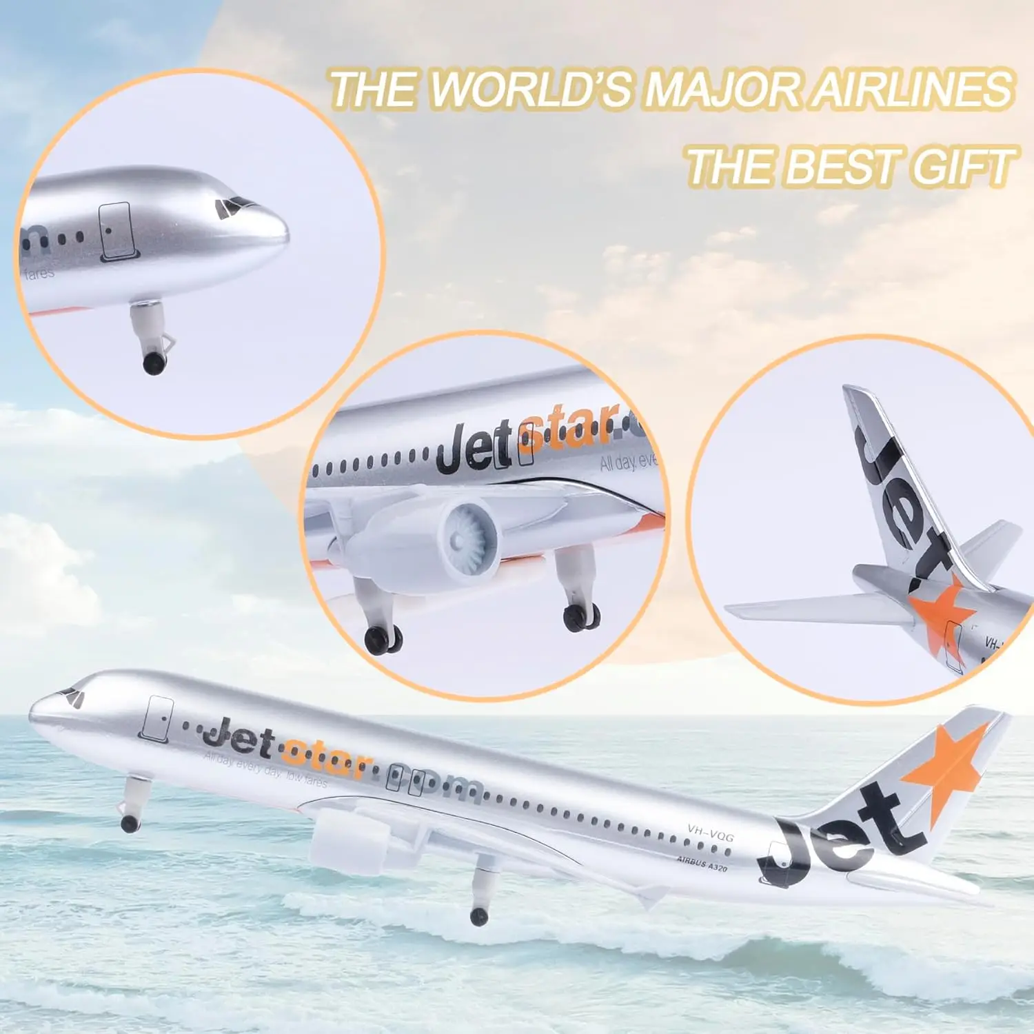 20cm Jetstar A320 Diecast Metal Airplane Model with Stand Wheel for Aviation Enthusiasts Gifts Home Decorations or Collection view 2