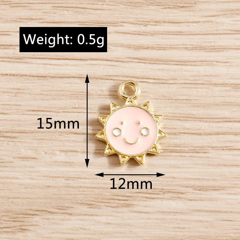 Tusember 10 Stück Cartoon Emaille Sonne Mond Stern Charms Anhänger für Halskette Ohrringe Armband DIY Schlüsselanhänger Schmuckherstellung Zubehör – Detail 9