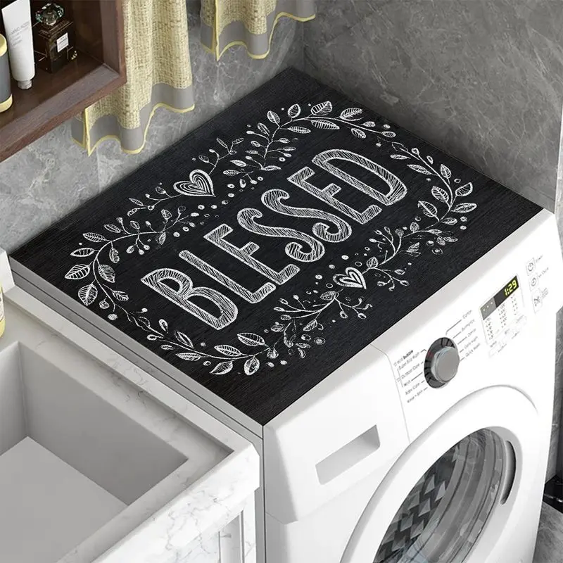 VIKAMA Farmhouse Blessed Chalkboard Washing Machine Dust Pad Non Slip Water Absorb Balcony Christian Laundry Decor Mat