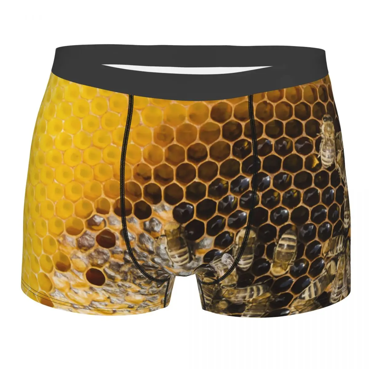 Custom Honeycomb With Bees Underwear Male Sexy Printed Cute Honey Bumblebee Boxer Shorts Panties Briefs Breathable Underpants