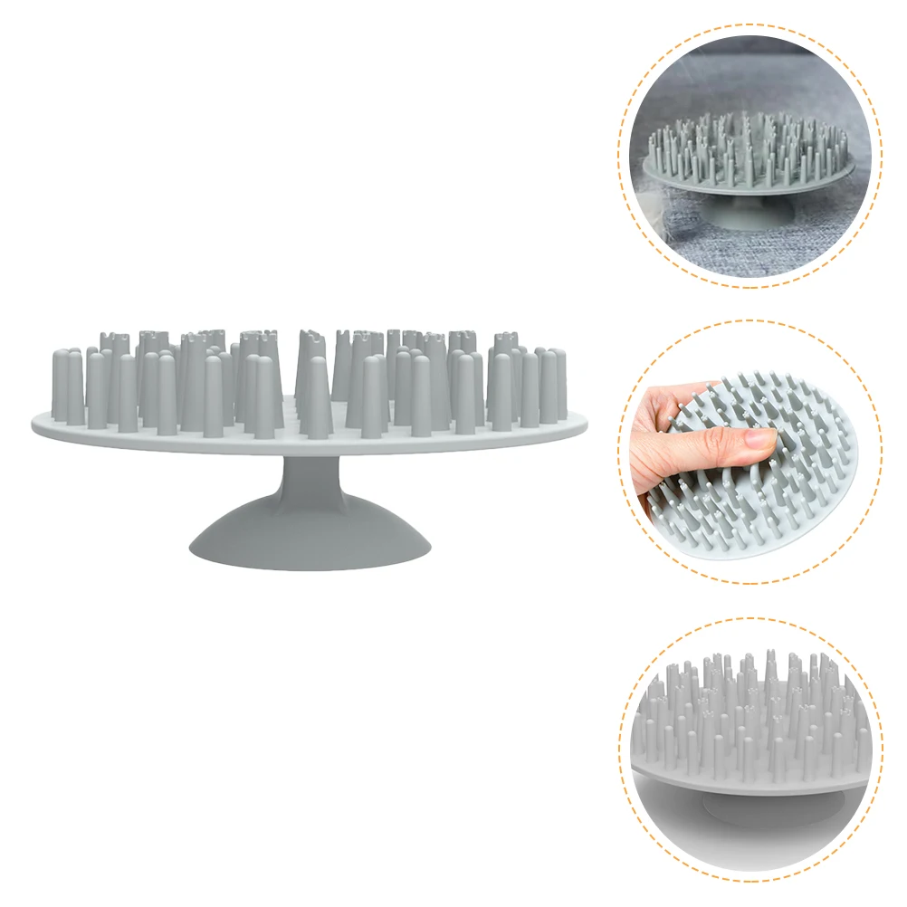 

Hair Non-Slip Cat Bathing Dog Grooming Massage Suction Cup Easy Cleaning Grey Pet Supply Combing Brush For Pets Labor-Saving