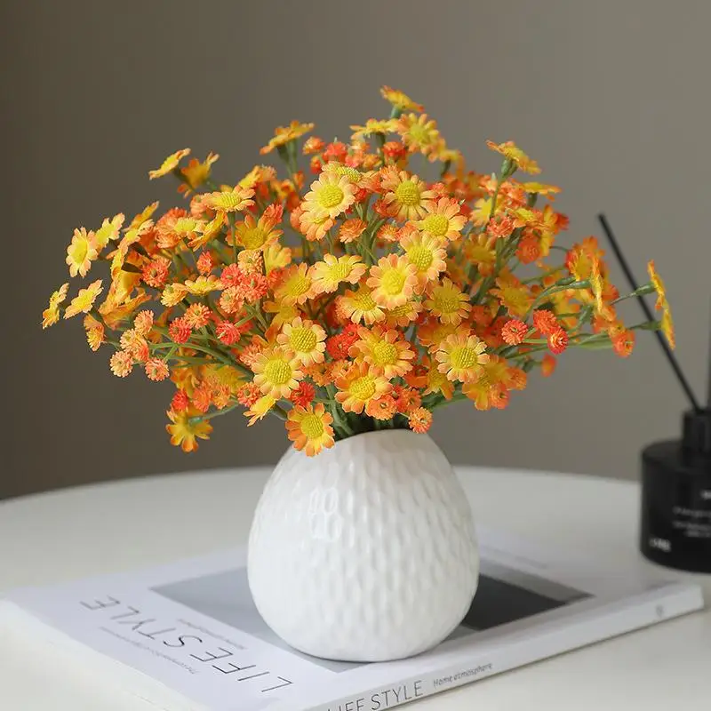 Artificial White  Flower Bouquet DIY Vase Home Garden Living Room Decoration Wedding Party Silk Fake Flowers
