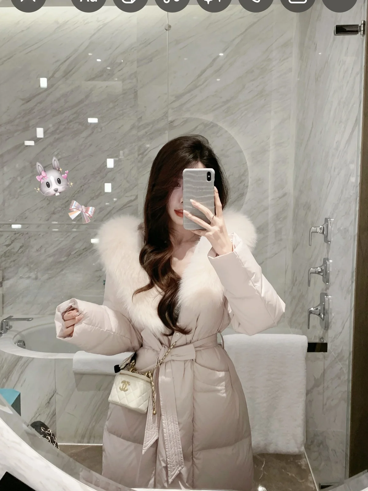 

JustQin Winter Fur Collar Slim Fit Women's down Jaet Mid-Length Warmth Long Sve Cold Weather Coat Fem Faion