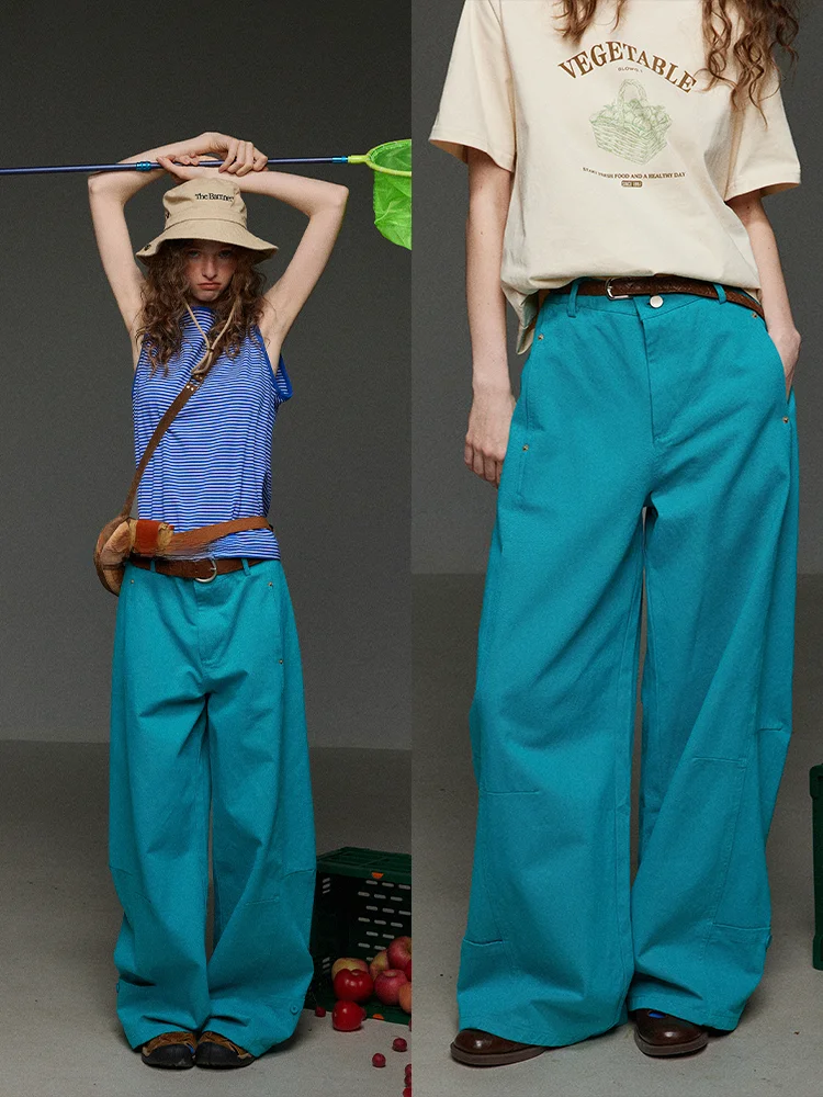 High Waist Straight Leg Casual Jeans Women's Spring Summer Autumn Workwear Wide Leg Pants TNIT Retro Style Comfortable Cotton
