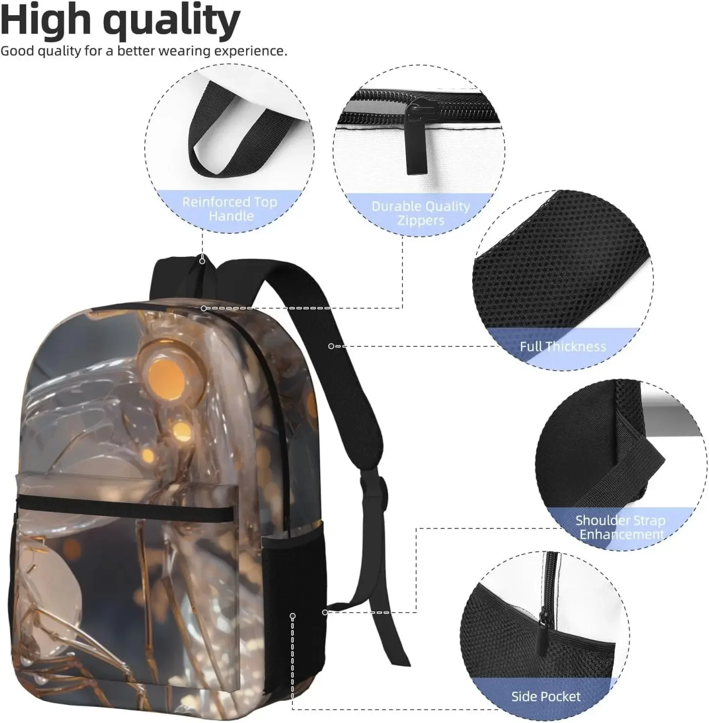 Afbeelding 5: Transparante dieren Laptoprugzak 17-inch modieuze schooltas geschikt voor kantoor, studeerkamer, korte reizen