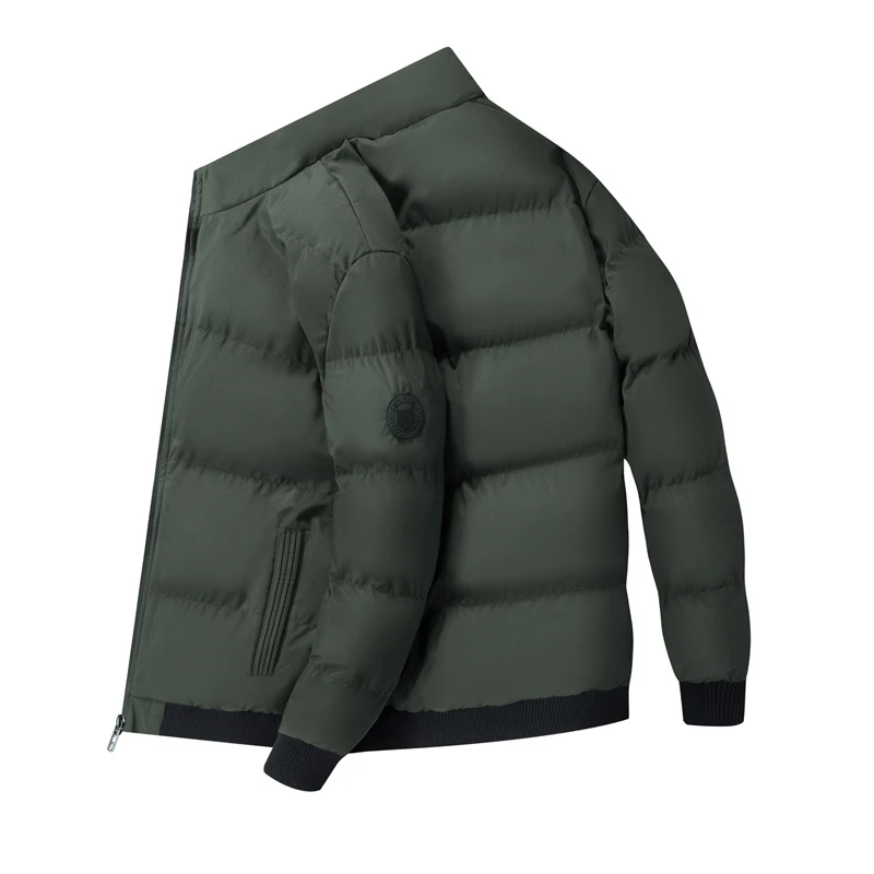 

Men's Thiened Cotton Jaet Stand Collar Bread Sle Winter Coat Faionable Urban Casual Long Sve Zipper Versatile Casual Style Coats