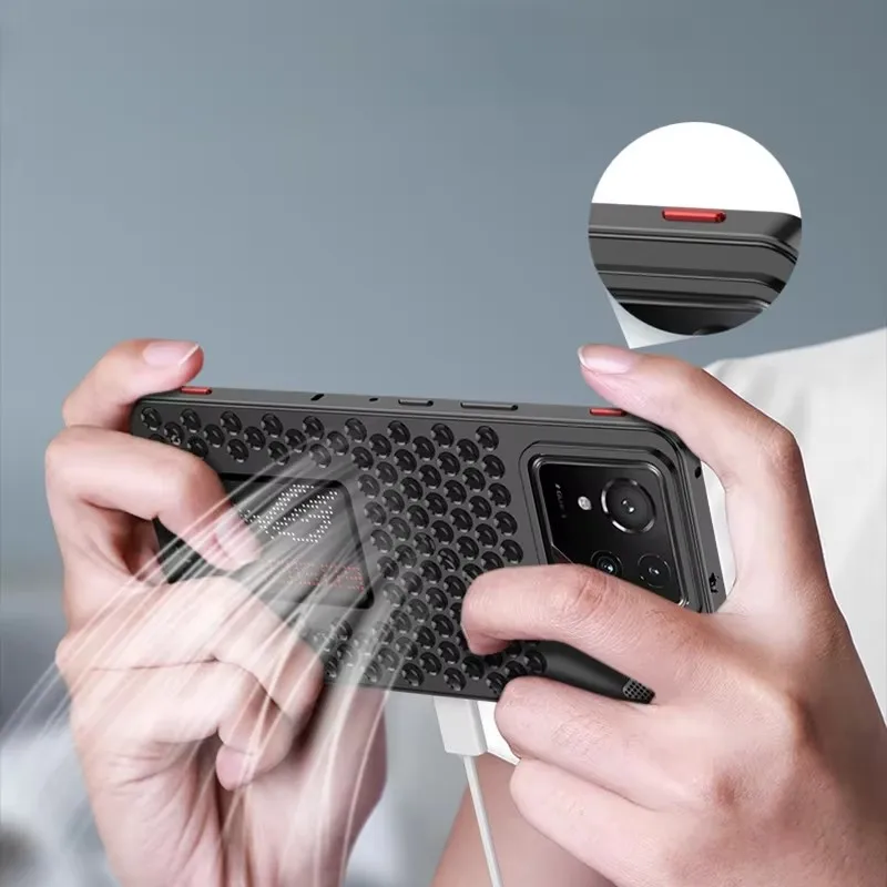 ثقوب الألومنيوم معدن الهاتف الخلفي ل ASUS ROG الهاتف 9 8 برو Rog9 Rog8 حافظة الربيع مشبك معدني جوفاء غطاء تبديد الحرارة
