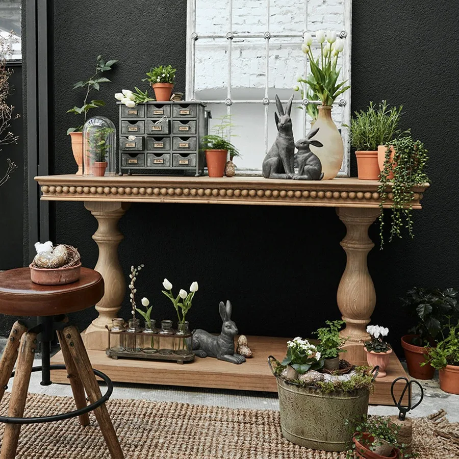 Retro solid wood xuangantai oak table entry door rack foyer narrow cabinet square table setting table
