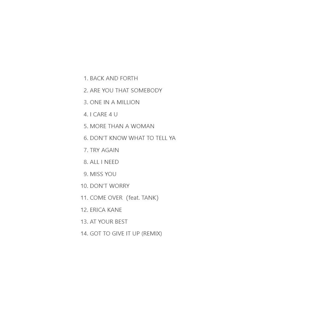 CD Aaliyah I Care 4 U Album di compilazione a doppio CD di Aaliyah (inclusa tracce classiche + opere non lanciate)