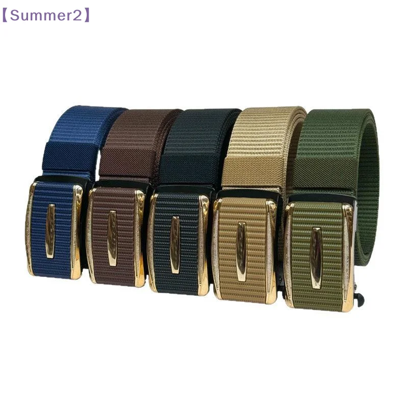 【Xia2】120cm Wear-resistant Nylon Webbing Men's Belt Outdoor Alloy Buckle Cuttable Belt Youth Sports Waistband For Hiking Work{S}