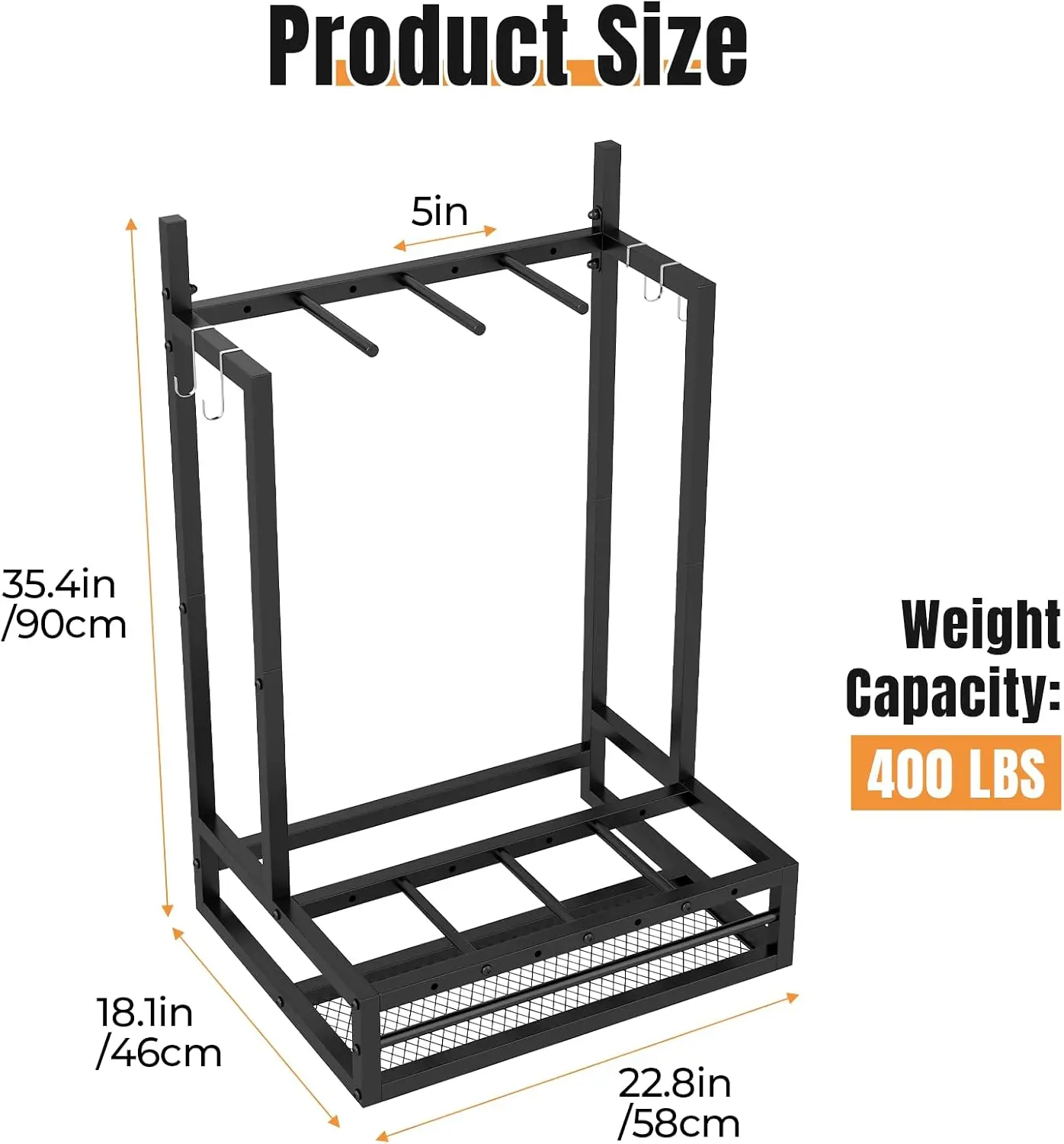 Barbell Weight Bar Rack, Storage Holder Designed to Hold Multiple Weighted Barbells