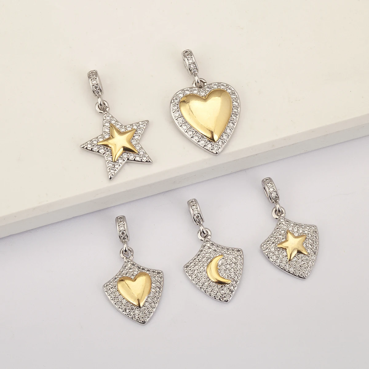 Exquisite Sparkling Star/Moon/Heart Pendant Copper Fully Crystal Accessories Jewelry Dinner Party For Women Gifts Dropshipping