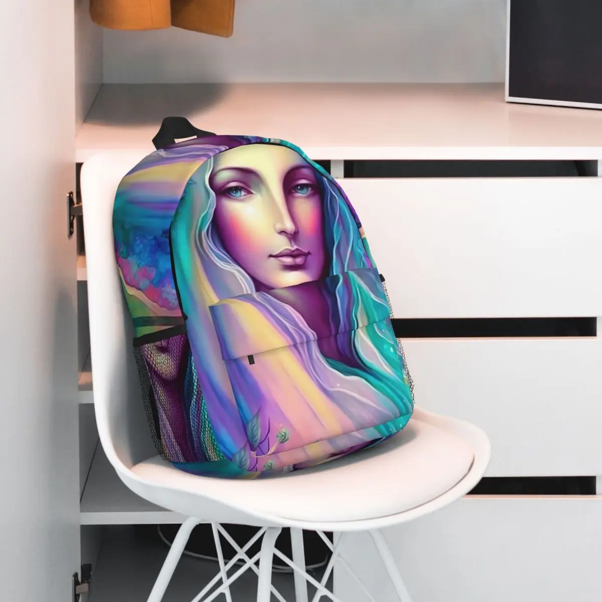 Virgin Mary Vibrant Religious Print Backpack Student BookBag Children School Bag Computer Shoulder Bags for Men Women