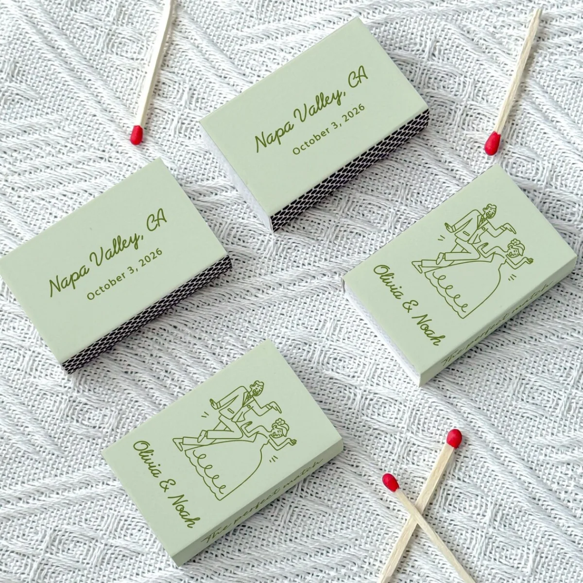 

Personalized Wedding Matchboxes – Custom Bride and Groom Favors for Guests, Wedding Gifts, Bridal Party & Reception Decor, Eleg