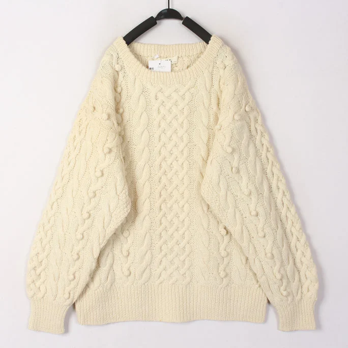 

Винтажный осенне-зимний белый вязаный шерстяной кардиган с 3D-дизайном в форме боба, ажурный, женский, теплый, утолщенный