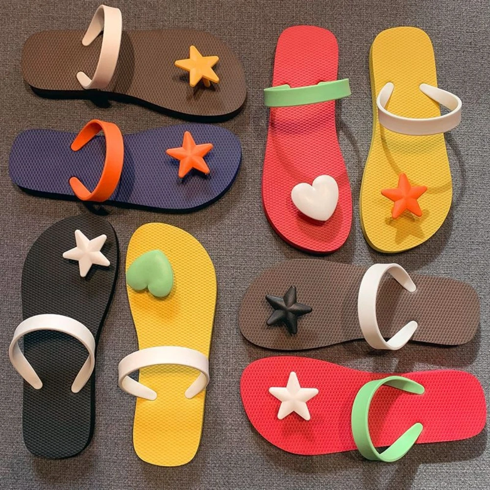 Women's Outdoors Flip Flops Summer New Wear-resistant Beach Sandals Anti-skid Slippers Korean style Dopamine Star PVC Slides