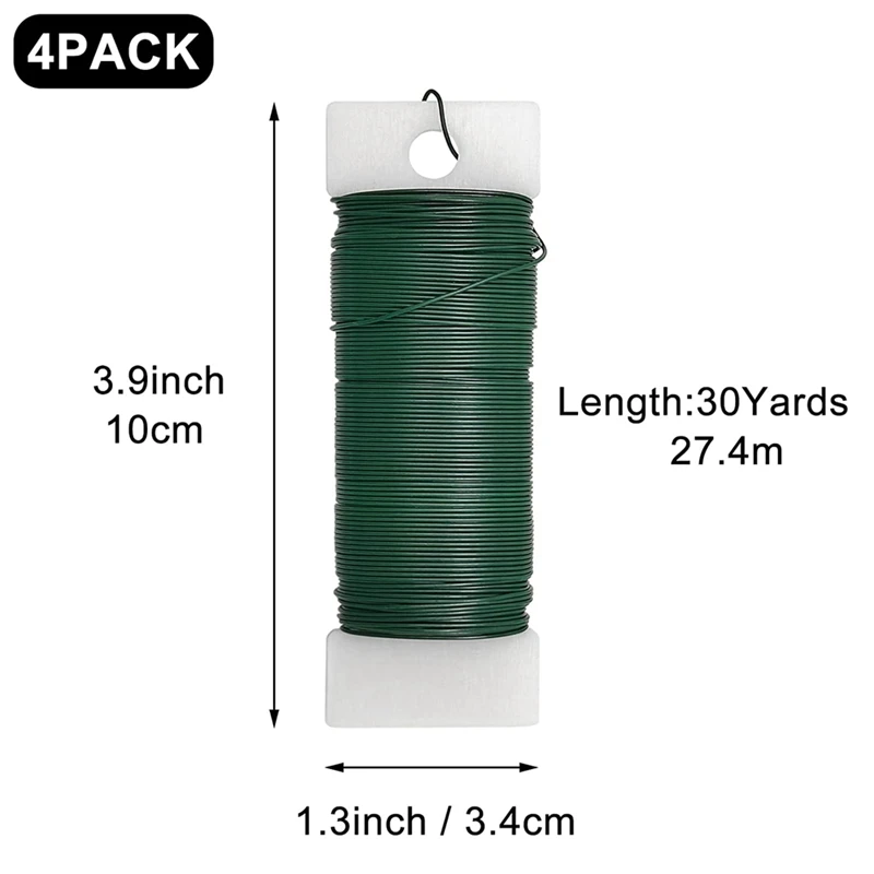 4Pack Floral Wire Flexible Paddle Wire Florist Green Wire For Crafts,Wreaths, Tree,Garland And Floral Flower Arrangement