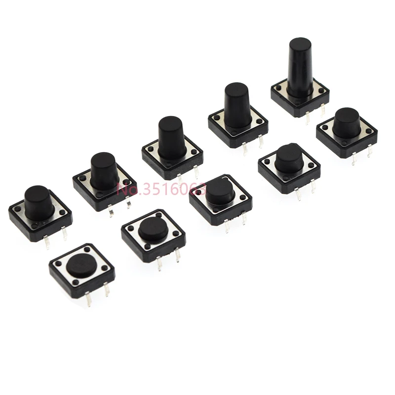 20PCS Tactile Tact Mini Push Button Switch Micro Switch 12x12 12*12*4.3MM 5MM 6 7 8 9 10 11 12 MM 4Pin