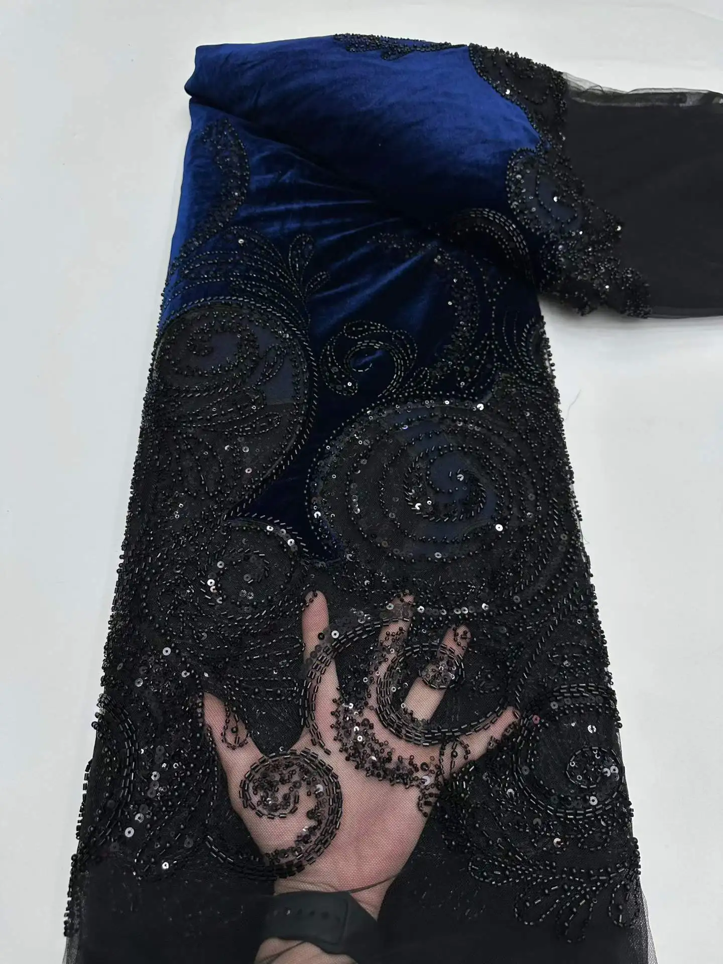 Luxury Beads Mesh Lace Fabrics Velvet Lace Nigerian African Tulle 2025 French Tulle Beaded Net Lace for Women Evening Dresses