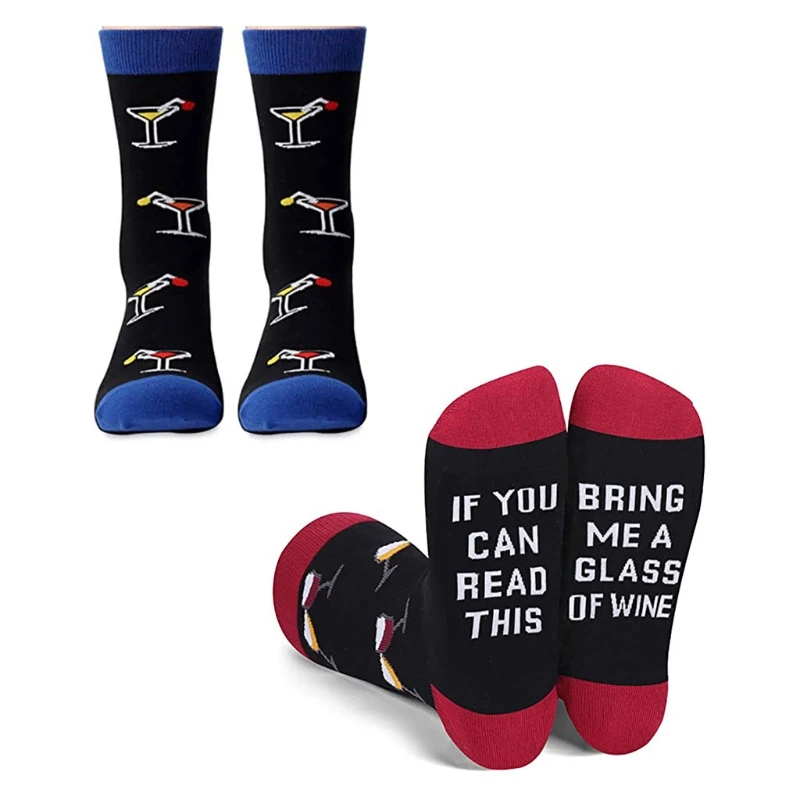 Funny Saying Read This Long Socks Martini Wine Letters Print Cotton Stockings Gifts