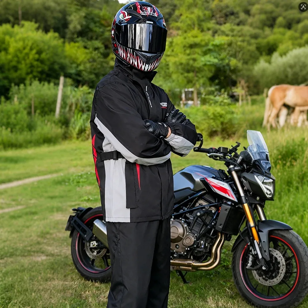 NYQD Thickened Plus Size Waterproof Split Raincoat Rain Pants Full Body Motorcycle Riding Gear for Men