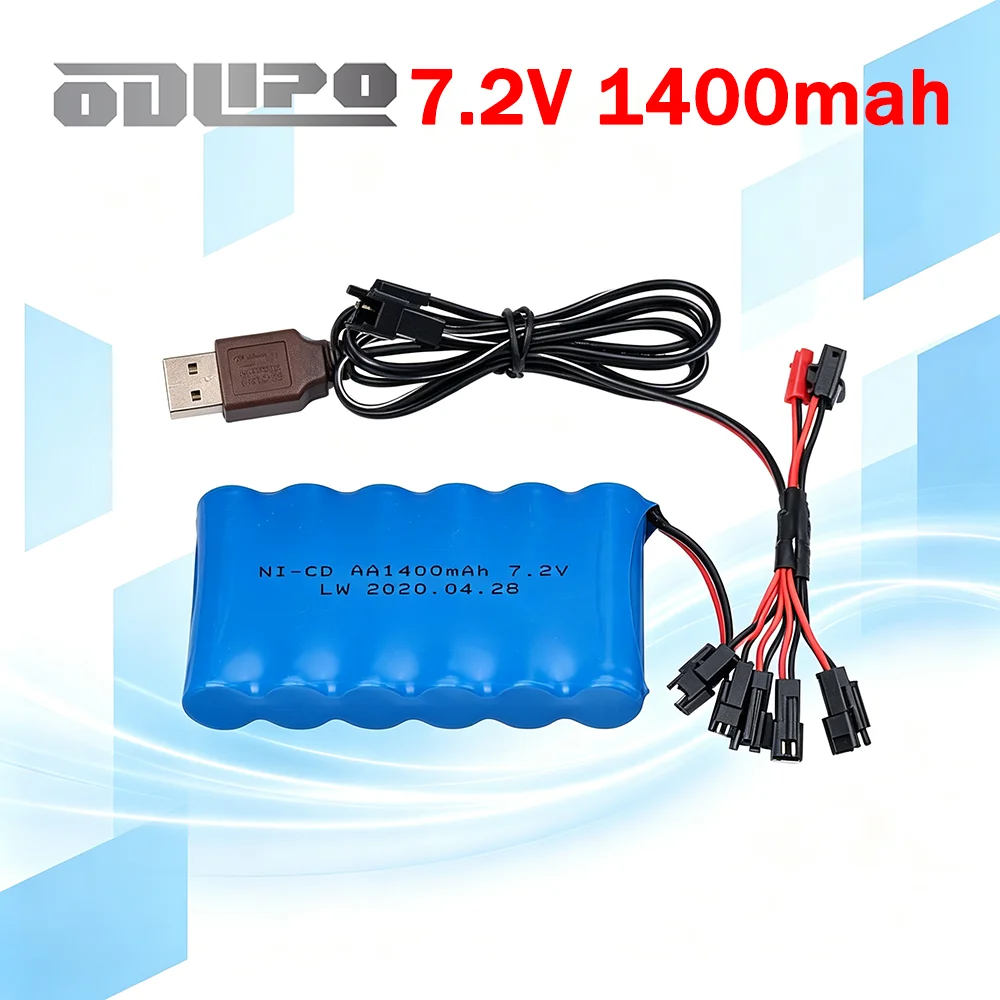 Rechargeable 7.2V Ni-CD Battery AA 1400mah With SM Plug + 7.2V Charger set For RC Toys Racing Cars Trucks Boats Parts