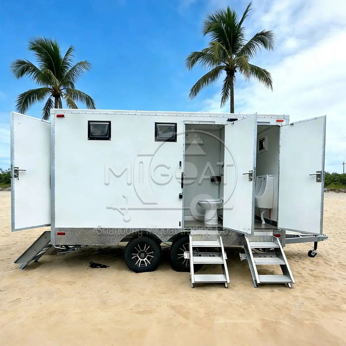 Gender-Separated Multi-Stall Mobile Restroom Trailer for Outdoor Wedding Concert Emergency Toilet with Vanity