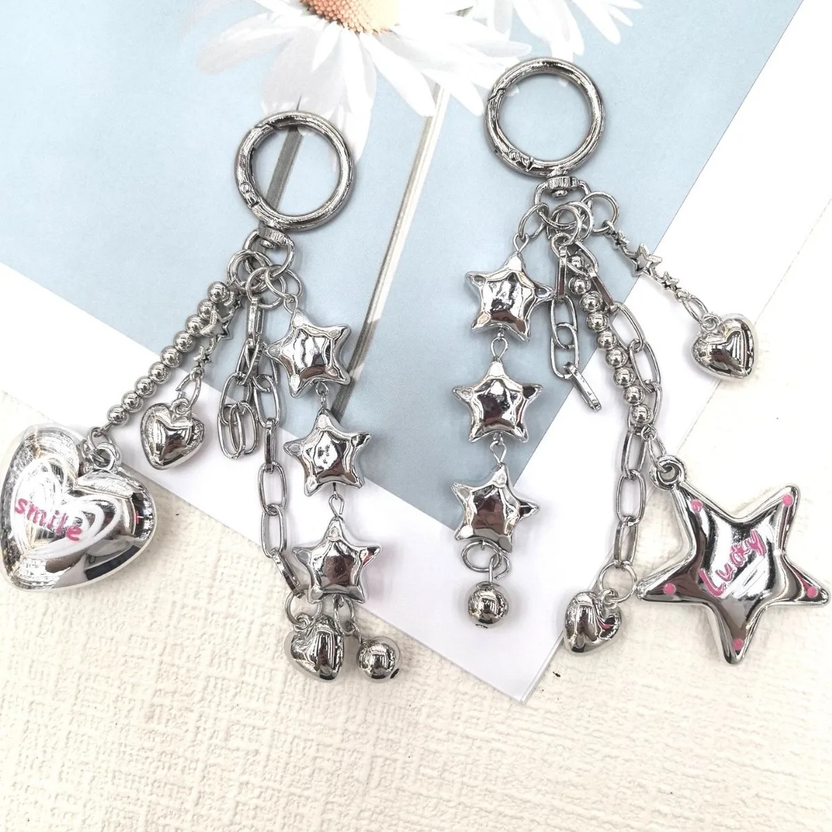 New Star Heart Keychain Pendant Sweet Cool Style Y2K Student Schoolbag Accessory Bag Accessories Bag Chain Fashion Key Chain