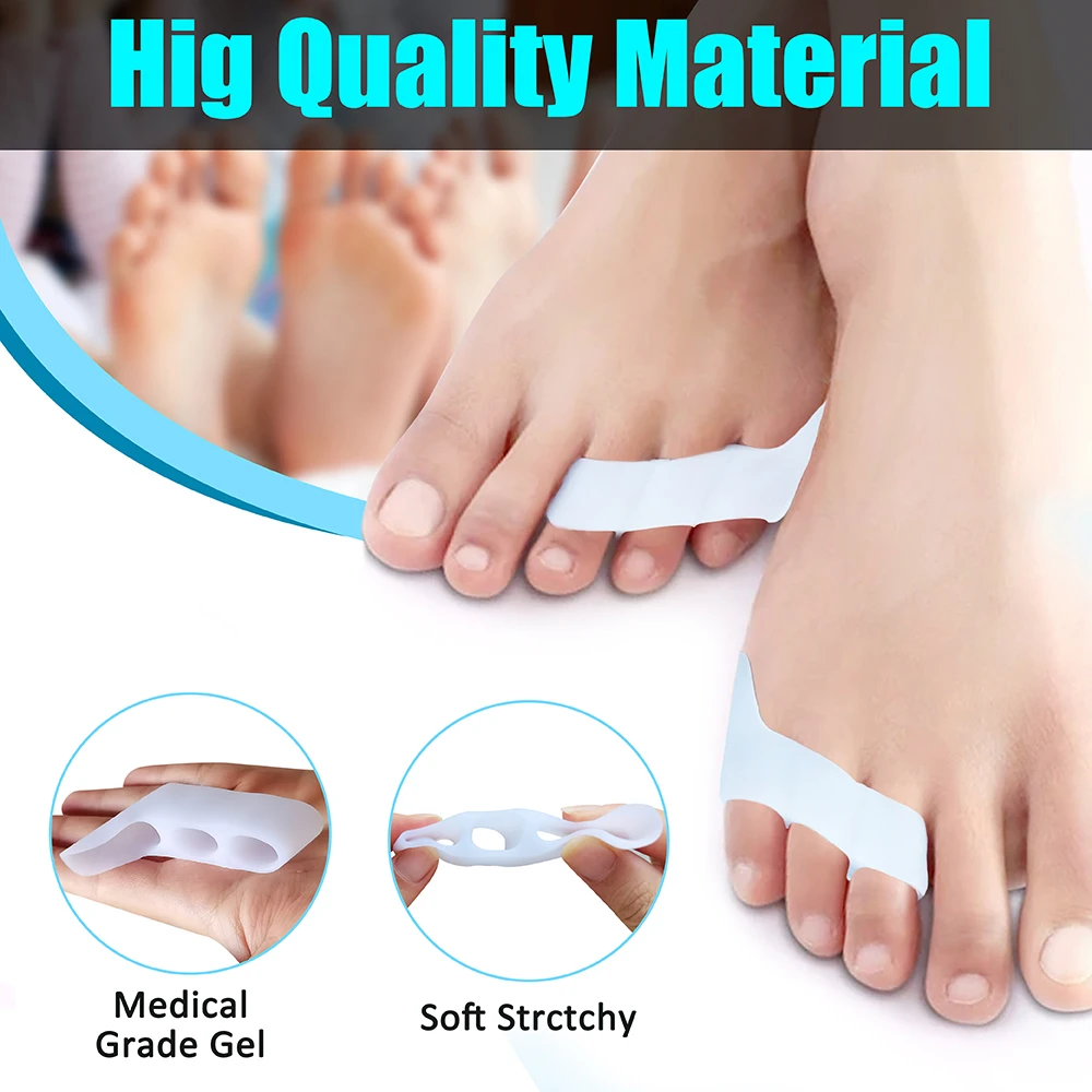 Pexmen 2Pcs Three-holes Little Toe Separator Bunion Corrector Pain Relief Toe Straightener Protector Foot Care Tool