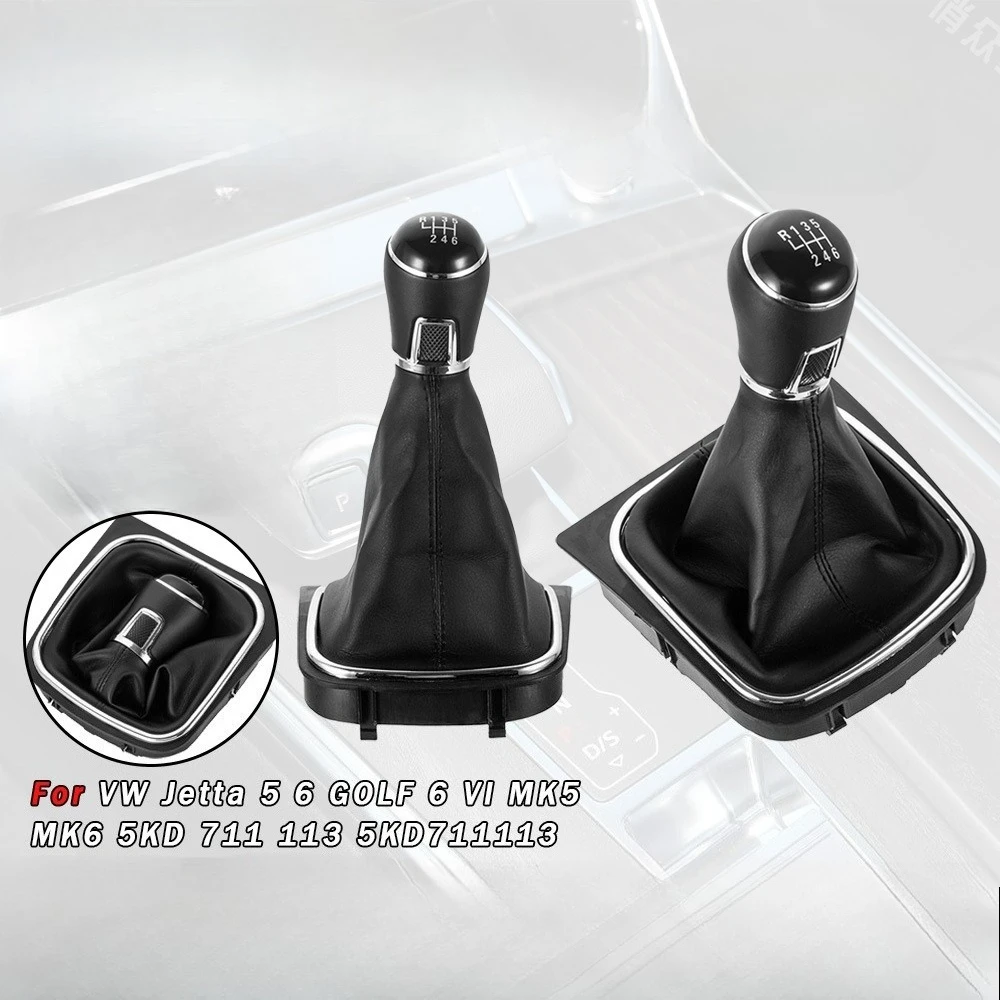 Leather Gear Shift Knob with Dust Boot Cover for Volkswagen VW Golf 7 MK7 2013-2018 Manual 5/6 Speed Interior Replacement Part